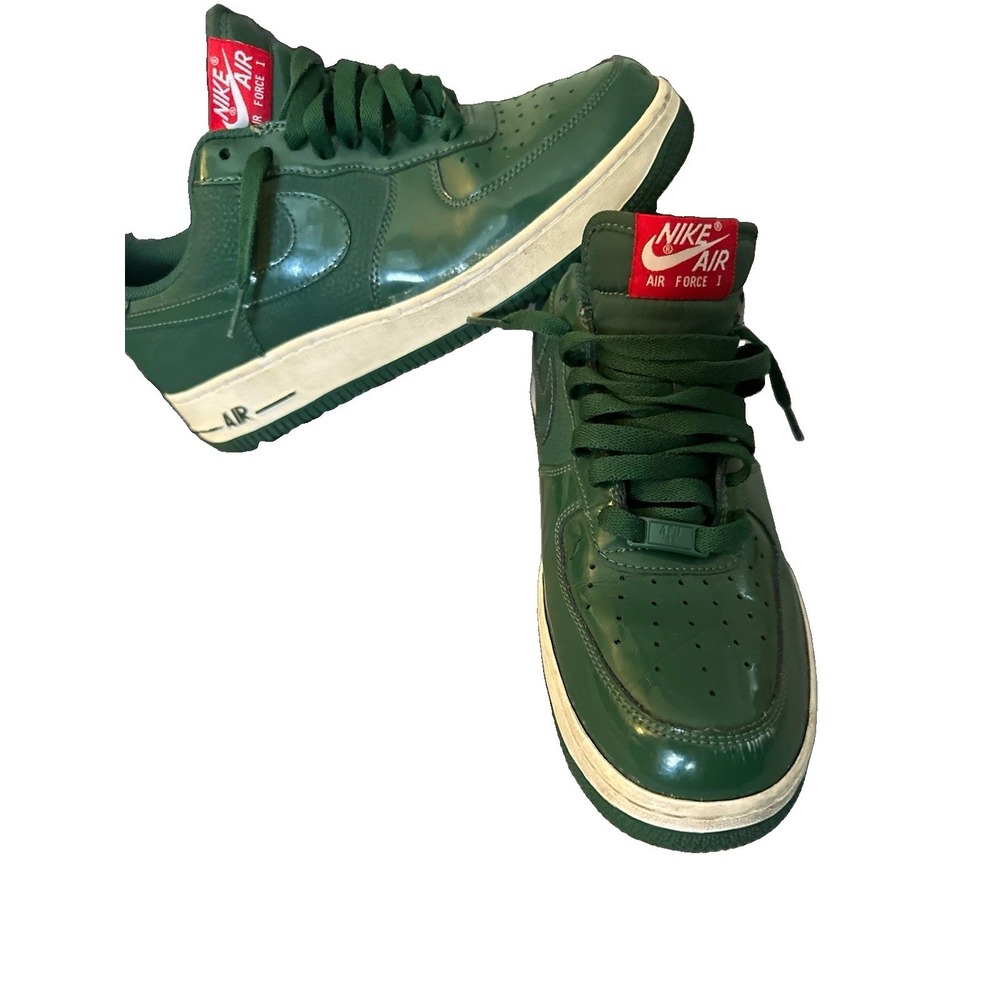 Nike Air Force 1 Men's Low Top Lace-Up Sneakers Green White Red Solid